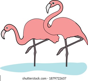 Pretty flamingo ,illustration, vector on white background.