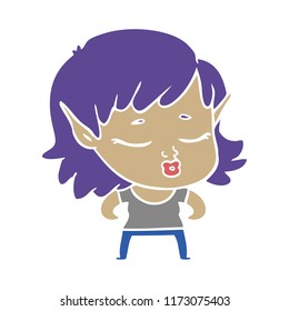 pretty flat color style cartoon elf girl
