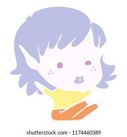 pretty flat color style cartoon elf girl