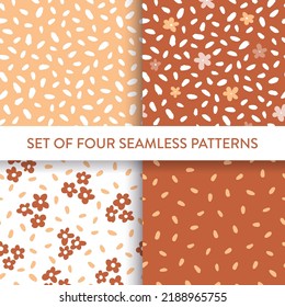 Pretty floral pattern collection with oval spot. Vector illustration. Pattern set for print, wallpaper, textile, fashion, scrapbooking, cover.