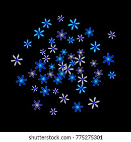 Pretty Floral Pattern with Simple Little Flowers for Greeting Card or Poster. Naive Daisy Flowers in Primitive Style. Vector Background for Spring or Summer Design.
