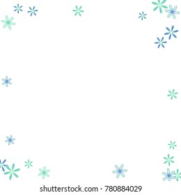 Pretty Floral Pattern with Simple Little Flowers for Greeting Card or Poster. Naive Daisy Flowers in Primitive Style. Vector Frame for Spring or Summer Design.
