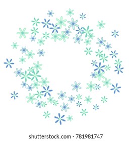 Pretty Floral Pattern with Simple Little Flowers for Greeting Card or Poster. Naive Daisy Flowers in Primitive Style. Vector Frame for Spring or Summer Design.