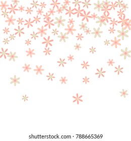 Pretty Floral Pattern with Simple Little Flowers for Greeting Card or Poster. Naive Daisy Flowers in Primitive Style. Vector Background for Spring or Summer Design.