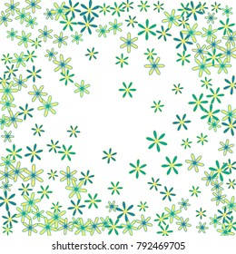Pretty Floral Pattern with Simple Little Flowers for Greeting Card or Poster. Naive Daisy Flowers in Primitive Style. Vector Background for Spring or Summer Design.