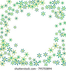 Pretty Floral Pattern with Simple Little Flowers for Greeting Card or Poster. Naive Daisy Flowers in Primitive Style. Vector Frame for Spring or Summer Design.