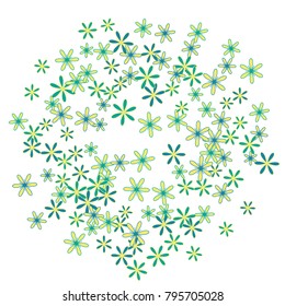 Pretty Floral Pattern with Simple Little Flowers for Greeting Card or Poster. Naive Daisy Flowers in Primitive Style. Vector Background for Spring or Summer Design.