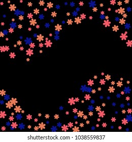 Pretty Floral Pattern with Simple Small Flowers for Greeting Card or Poster. Naive Daisy Flowers in Primitive Style. Vector Background for Spring or Summer Design.
