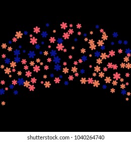 Pretty Floral Pattern with Simple Small Flowers for Greeting Card or Poster. Naive Daisy Flowers in Primitive Style. Vector Background for Spring or Summer Design.
