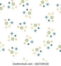 Pretty Floral Pattern with Simple Small Flowers for Greeting Card or Poster. Naive Daisy Flowers in Primitive Style. Vector Background for Spring or Summer Design.

