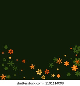 Pretty Floral Pattern with Simple Small Flowers for Greeting Card or Poster. Naive Daisy Flowers in Primitive Style. Vector Background for Spring or Summer Design.
