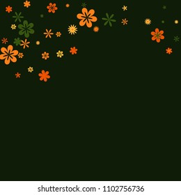 Pretty Floral Pattern with Simple Small Flowers for Greeting Card or Poster. Naive Daisy Flowers in Primitive Style. Vector Background for Spring or Summer Design.
