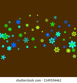 Pretty Floral Pattern with Simple Small Flowers for Greeting Card or Poster. Naive Daisy Flowers in Primitive Style. Vector Background for Spring or Summer Design.
