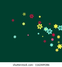 Pretty Floral Pattern with Simple Small Flowers for Greeting Card or Poster. Naive Daisy Flowers in Primitive Style. Vector Background for Spring or Summer Design.
