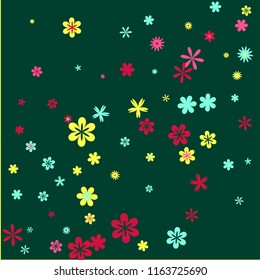 Pretty Floral Pattern with Simple Small Flowers for Greeting Card or Poster. Naive Daisy Flowers in Primitive Style. Vector Background for Spring or Summer Design.
