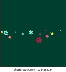 Pretty Floral Pattern with Simple Small Flowers for Greeting Card or Poster. Naive Daisy Flowers in Primitive Style. Vector Background for Spring or Summer Design.
