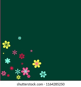 Pretty Floral Pattern with Simple Small Flowers for Greeting Card or Poster. Naive Daisy Flowers in Primitive Style. Vector Background for Spring or Summer Design.
