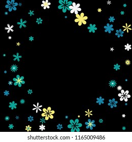 Pretty Floral Pattern with Simple Small Flowers for Greeting Card or Poster. Naive Daisy Flowers in Primitive Style. Vector Background for Spring or Summer Design.
