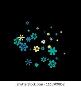 Pretty Floral Pattern with Simple Small Flowers for Greeting Card or Poster. Naive Daisy Flowers in Primitive Style. Vector Background for Spring or Summer Design.
