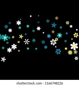 Pretty Floral Pattern with Simple Small Flowers for Greeting Card or Poster. Naive Daisy Flowers in Primitive Style. Vector Background for Spring or Summer Design.
