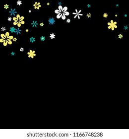 Pretty Floral Pattern with Simple Small Flowers for Greeting Card or Poster. Naive Daisy Flowers in Primitive Style. Vector Background for Spring or Summer Design.
