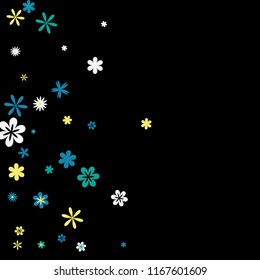 Pretty Floral Pattern with Simple Small Flowers for Greeting Card or Poster. Naive Daisy Flowers in Primitive Style. Vector Background for Spring or Summer Design.
