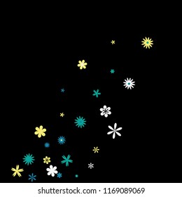 Pretty Floral Pattern with Simple Small Flowers for Greeting Card or Poster. Naive Daisy Flowers in Primitive Style. Vector Background for Spring or Summer Design.
