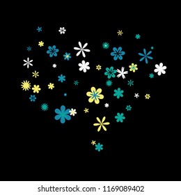 Pretty Floral Pattern with Simple Small Flowers for Greeting Card or Poster. Naive Daisy Flowers in Primitive Style. Vector Background for Spring or Summer Design.
