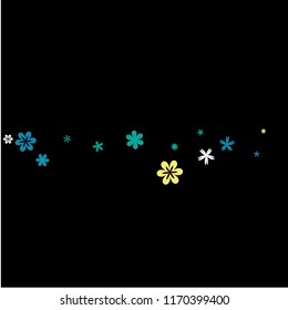 Pretty Floral Pattern with Simple Small Flowers for Greeting Card or Poster. Naive Daisy Flowers in Primitive Style. Vector Background for Spring or Summer Design.
