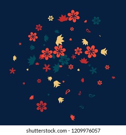 Pretty Floral Pattern with Simple Small Flowers for Greeting Card or Poster. Naive Daisy Flowers in Primitive Style. Vector Background for Spring or Summer Design.
