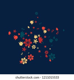 Pretty Floral Pattern with Simple Small Flowers for Greeting Card or Poster. Naive Daisy Flowers in Primitive Style. Vector Background for Spring or Summer Design.
