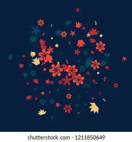 Pretty Floral Pattern with Simple Small Flowers for Greeting Card or Poster. Naive Daisy Flowers in Primitive Style. Vector Background for Spring or Summer Design.
