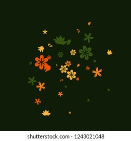 Pretty Floral Pattern with Simple Small Flowers for Greeting Card or Poster. Naive Daisy Flowers in Primitive Style. Vector Background for Spring or Summer Design.