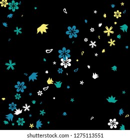 Pretty Floral Pattern with Simple Small Flowers for Greeting Card or Poster. Naive Daisy Flowers in Primitive Style. Vector Background for Spring or Summer Design.
