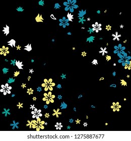 Pretty Floral Pattern with Simple Small Flowers for Greeting Card or Poster. Naive Daisy Flowers in Primitive Style. Vector Background for Spring or Summer Design.

