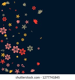 Pretty Floral Pattern with Simple Small Flowers for Greeting Card or Poster. Naive Daisy Flowers in Primitive Style. Vector Background for Spring or Summer Design.
