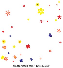 Pretty Floral Pattern with Simple Small Flowers for Greeting Card or Poster. Naive Daisy Flowers in Primitive Style. Vector Background for Spring or Summer Design.
