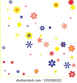Pretty Floral Pattern with Simple Small Flowers for Greeting Card or Poster. Naive Daisy Flowers in Primitive Style. Vector Background for Spring or Summer Design.
