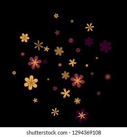 Pretty Floral Pattern with Simple Small Flowers for Greeting Card or Poster. Naive Daisy Flowers in Primitive Style. Vector Background for Spring or Summer Design.
