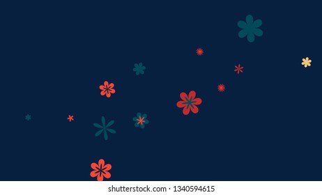 Pretty Floral Pattern with Simple Small Flowers for Greeting Card or Poster. Naive Daisy Flowers in Primitive Style. Vector Background for Spring or Summer Design.