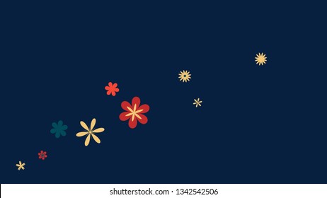 Pretty Floral Pattern with Simple Small Flowers for Greeting Card or Poster. Naive Daisy Flowers in Primitive Style. Vector Background for Spring or Summer Design.