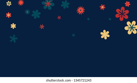 Pretty Floral Pattern with Simple Small Flowers for Greeting Card or Poster. Naive Daisy Flowers in Primitive Style. Vector Background for Spring or Summer Design.