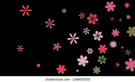 Pretty Floral Pattern with Simple Small Flowers for Greeting Card or Poster. Naive Daisy Flowers in Primitive Style. Vector Background for Spring or Summer Design.
