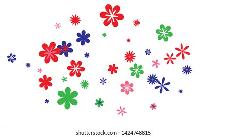 Pretty Floral Pattern with Simple Small Flowers for Greeting Card or Poster. Naive Daisy Flowers in Primitive Style. Vector Background for Spring or Summer Design.
