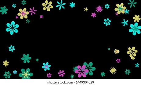 Pretty Floral Pattern with Simple Small Flowers for Greeting Card or Poster. Naive Daisy Flowers in Primitive Style. Vector Background for Spring or Summer Design.