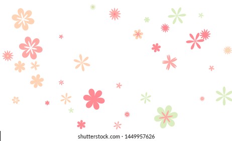 Pretty Floral Pattern with Simple Small Flowers for Greeting Card or Poster. Naive Daisy Flowers in Primitive Style. Vector Background for Spring or Summer Design.
