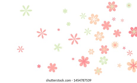 Pretty Floral Pattern with Simple Small Flowers for Greeting Card or Poster. Naive Daisy Flowers in Primitive Style. Vector Background for Spring or Summer Design.
