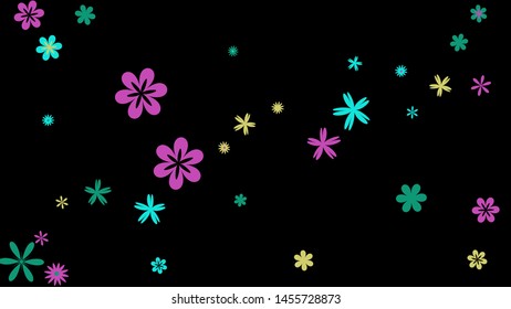 Pretty Floral Pattern with Simple Small Flowers for Greeting Card or Poster. Naive Daisy Flowers in Primitive Style. Vector Background for Spring or Summer Design.
