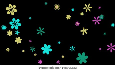 Pretty Floral Pattern with Simple Small Flowers for Greeting Card or Poster. Naive Daisy Flowers in Primitive Style. Vector Background for Spring or Summer Design.
