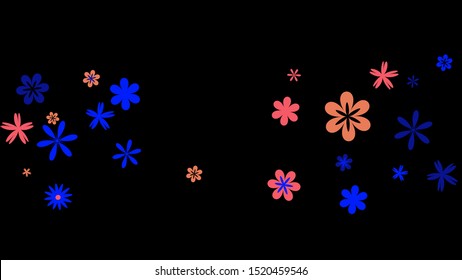 Pretty Floral Pattern with Simple Small Flowers for Greeting Card or Poster. Naive Daisy Flowers in Primitive Style. Vector Background for Spring or Summer Design.
